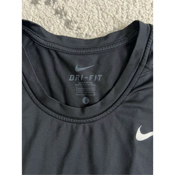 Nike Dri-Fit T-Shirt Mens Large Black Crew Neck Short Sleeve Base Layer Swoosh - Picture 5 of 7